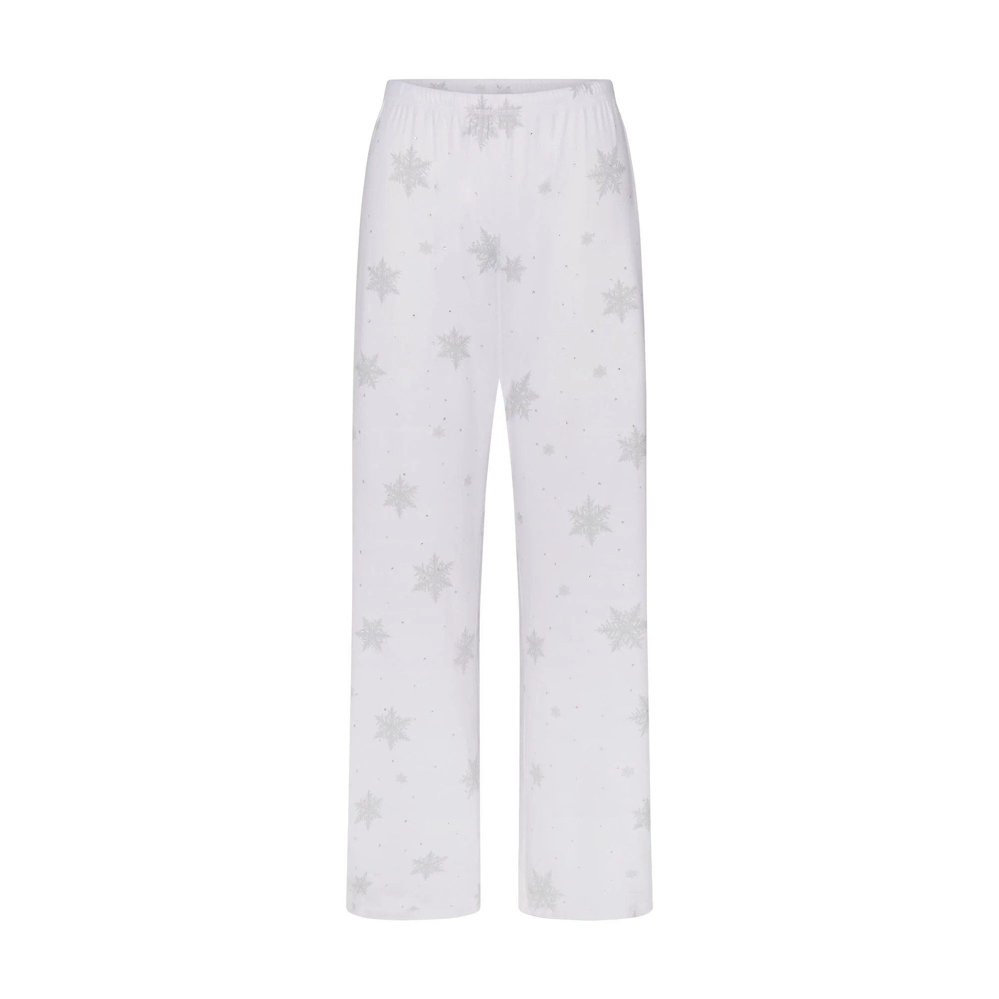 LOGO PLUSH POINTELLE RHINESTONE STRAIGHT LEG PANT | SNOW RHINESTONE PRINT | SKIMS (US)