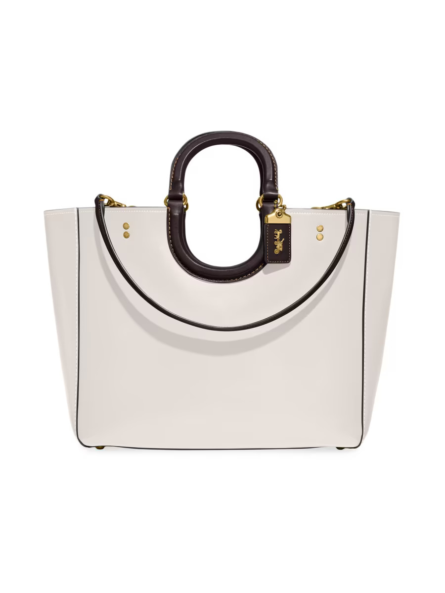 Rae Leather Contrast-Trim Tote Bag | Saks Fifth Avenue