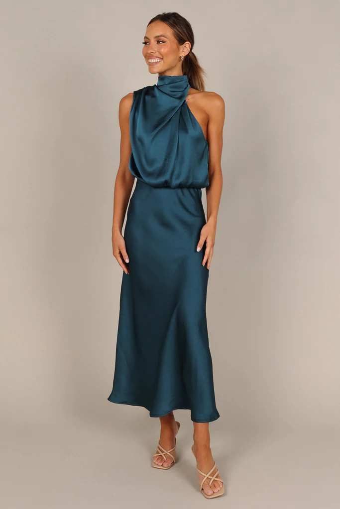 Anabelle Halter Neck Maxi Dress - Teal | Petal & Pup (US)