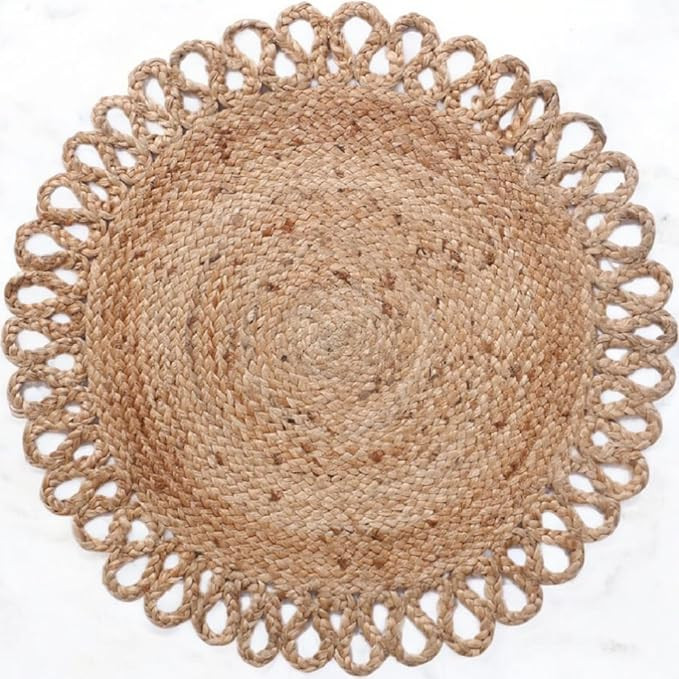 Jute Hand Braided Placemats Set of 6 | 14 Inches Artistic Round Tablemats for Kitchen Dining Tabl... | Amazon (US)