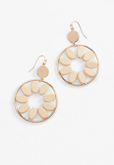 Wooden Double Drop Earrings | Maurices