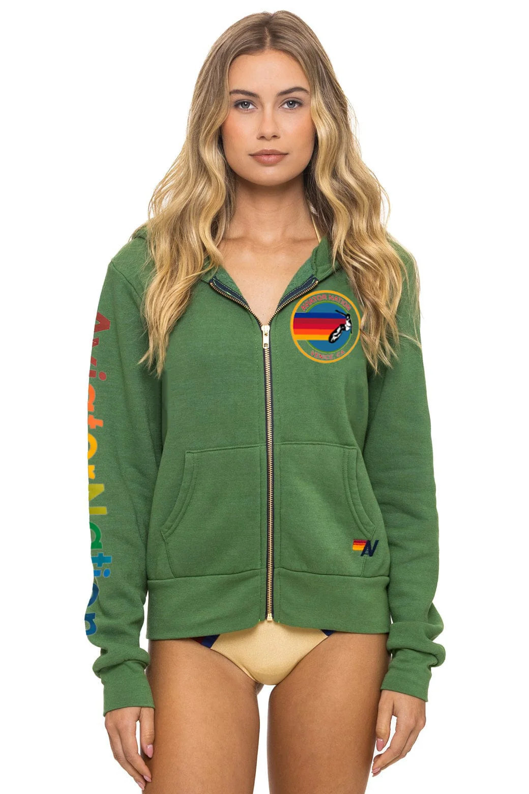 AVIATOR NATION ZIP HOODIE - PALM | Aviator Nation
