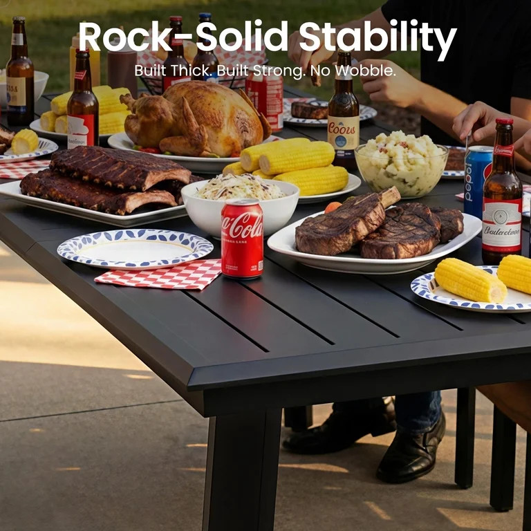 Crestlive Products 82" Outdoor Aluminum Patio Dining Table for 6-8 People with Umbrella Hole, Wea... | Walmart (US)