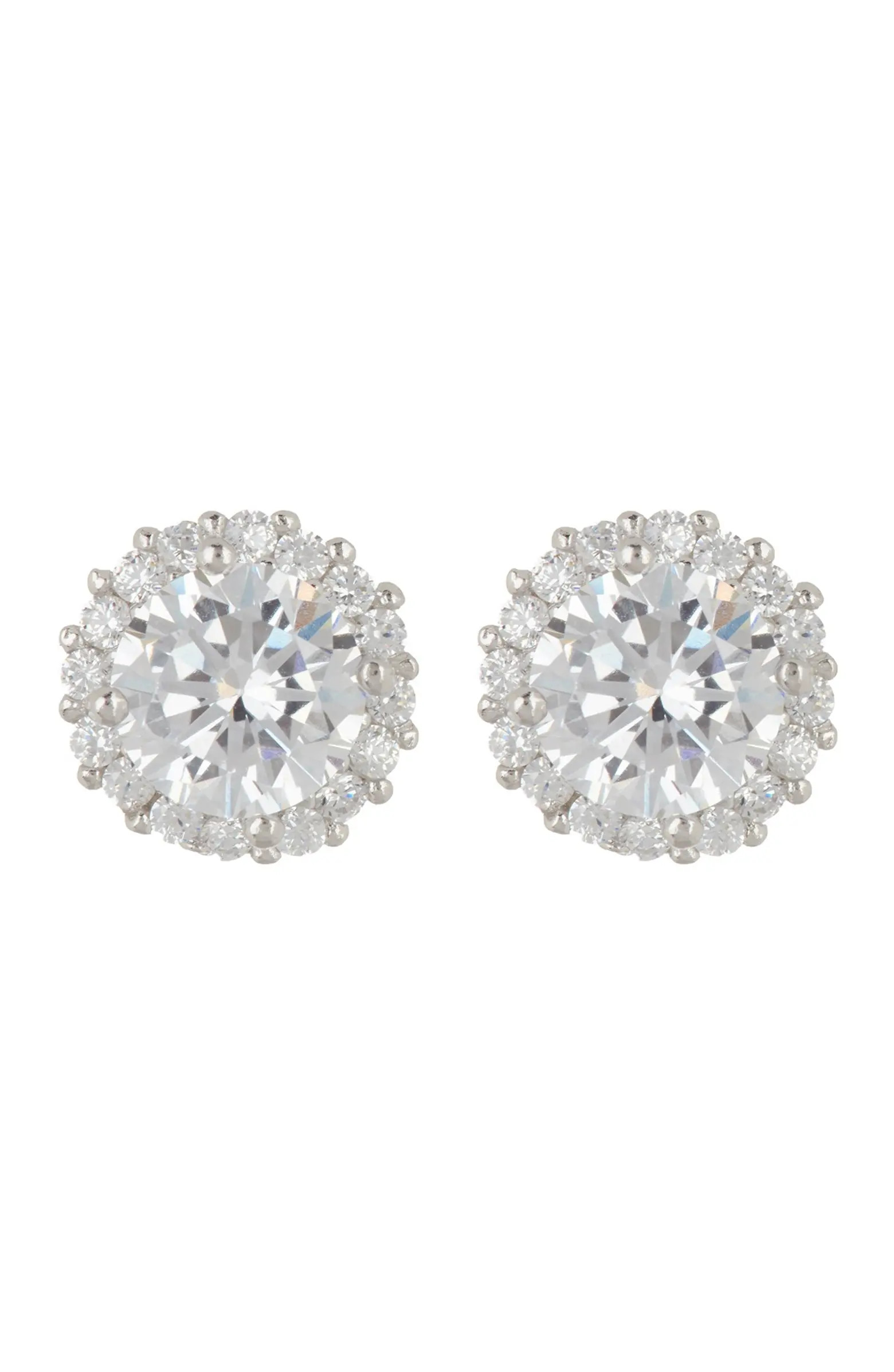 Sterling Silver Swarovski Crystal Halo Stud Earrings | Nordstrom Rack