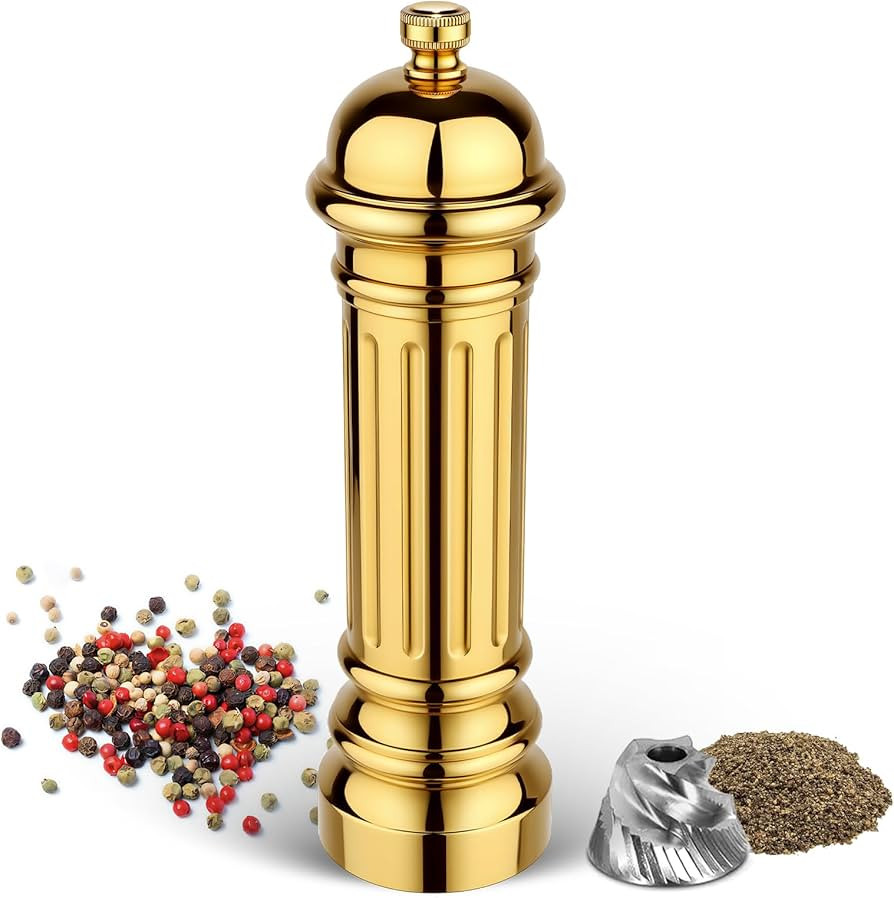 Metal Pepper Grinder with Stainless Steel Core, Heavy Duty High Output Pepper Mill with Adjustabl... | Amazon (US)