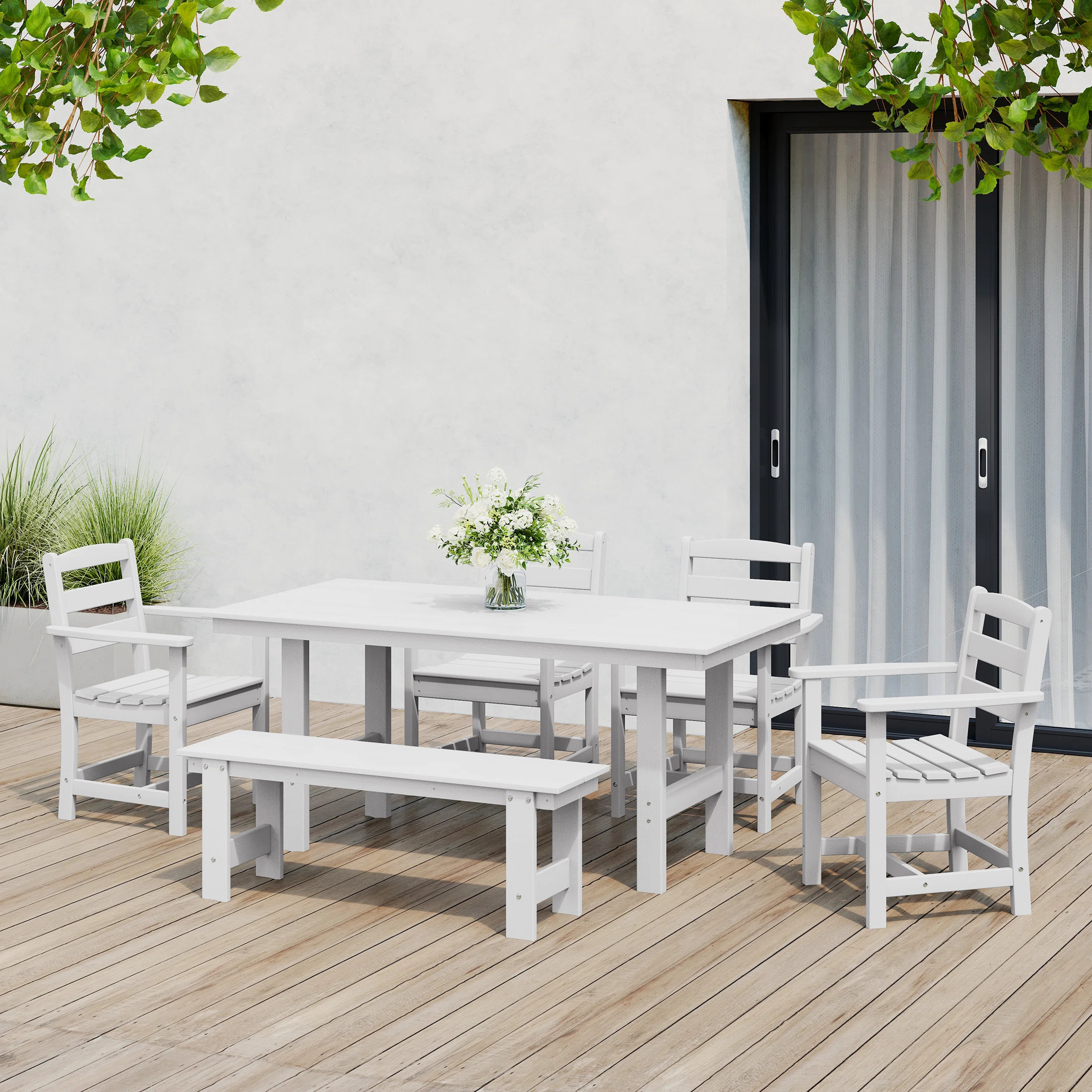 6-Piece Arm Chair Dining Set With Bench | Wayfair North America