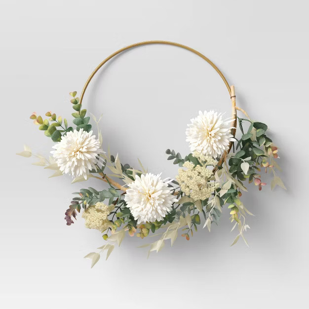 Fake Dried Greenery Wreath Green - Threshold™ | Target