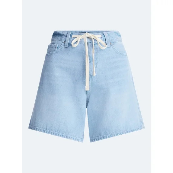 Free Assembly Women's Denim Shorts with Twill Tie, 6" Inseam, Sizes 0-18 | Walmart (US)