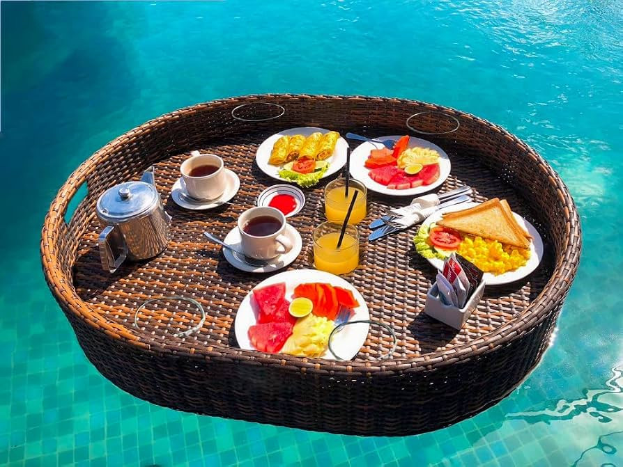 Extra Large Deluxe Floating Tray for Pool - Floating Pool Tray - Stylish Breakfast Tray on The Wa... | Amazon (US)