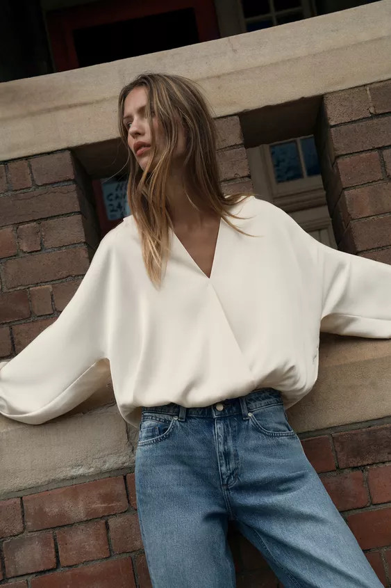 SATIN EFFECT WRAP BLOUSE | Zara US
