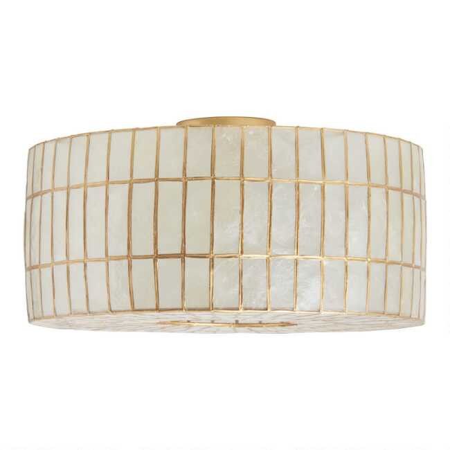 Gold Capiz Drum Flush Mount Ceiling Light | World Market