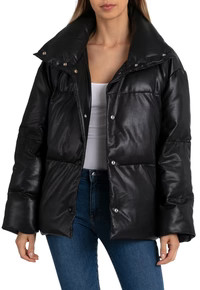 Oversized Faux Leather Puffer | Avec Les Files
