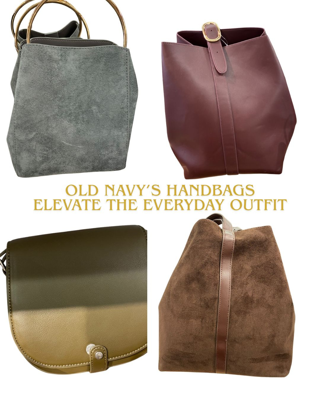 Old Navy's new collection of handbags elevate the everyday outfit without breaking the bank.  #falloutfit #handbags 

 #LTKSeasonal #LTKFindsUnder100 #LTKStyleTip