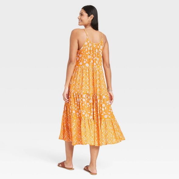 Women's Floral Print Sleeveless Tiered Dress - Universal Thread™ Yellow | Target