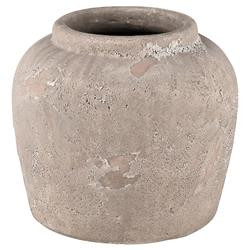 Roberta Industrial Loft Grey Textured Terracotta Decorative Table Vase | Kathy Kuo Home
