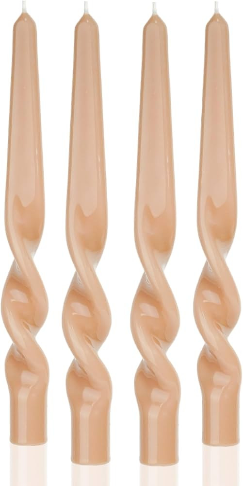 Mocha Beige Spiral Taper Candles Conical Stick Candles Taper Candles-Set of 4 for Decoration Wedd... | Amazon (US)