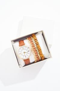 Cato Fashions | Cato Brown Faux Leather Watch Boxed Jewelry Set | Cato Fashions