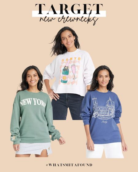 New graphic crewnecks from Target! Get the trendy look for far less! All $21! New York sweatshirt, New York crewneck, Florence sweatshirt, Florence crewneck, champagne sweatshirt, champagne crewneck, trendy sweatshirt, trendy crewneck, graphic sweatshirts, graphic crewneck, colorful sweatshirt, colorful crewneck, affordable sweatshirt, affordable crewneck 

#LTKSeasonal #LTKstyletip #LTKfindsunder50