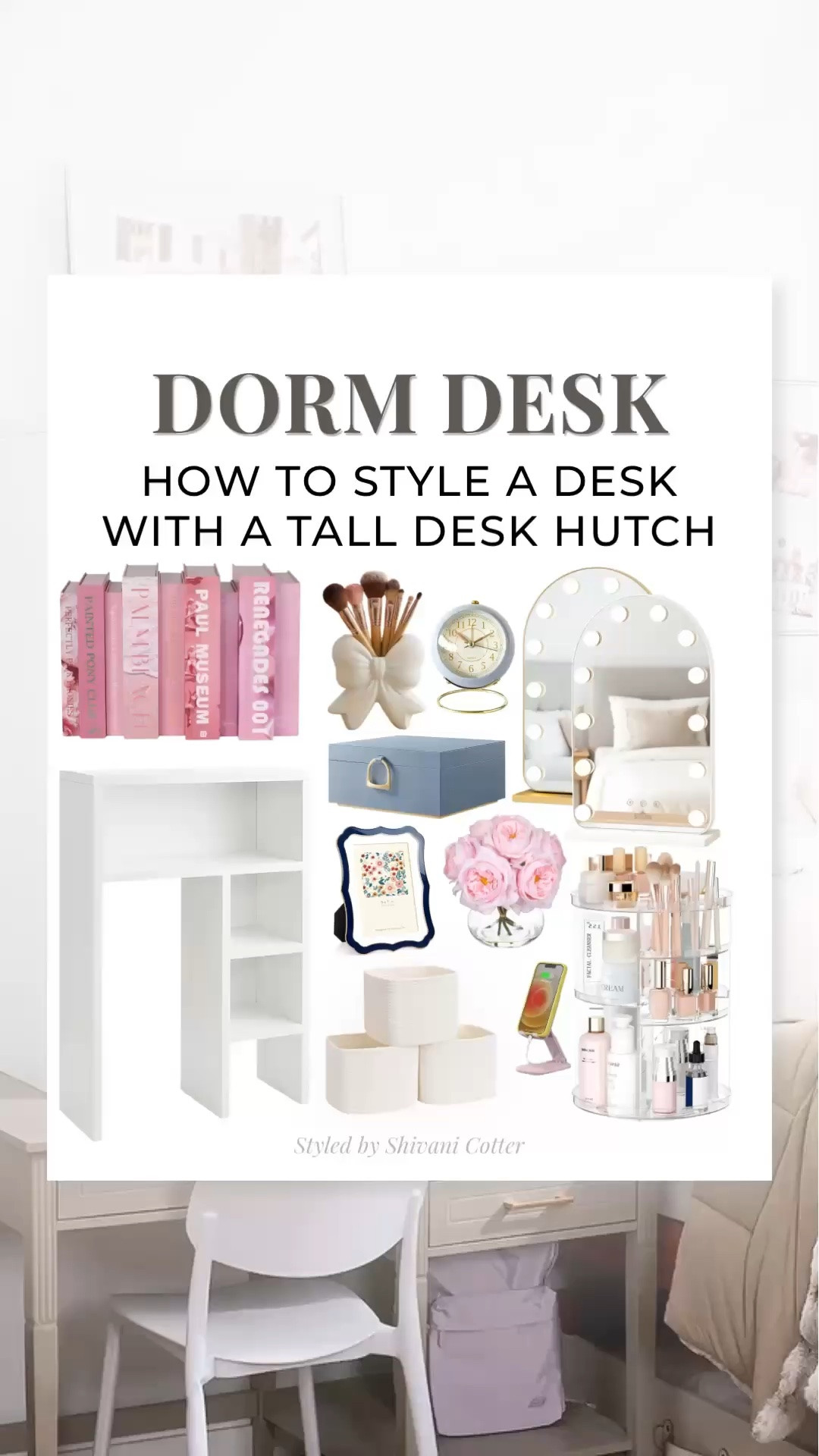 Dorm Desk: How to Style a Desk With a Tall Desk Hutch
A tall desk hutch can do so much more than hold school supplies. With the right mix of mirrors, organizers, pretty decor, and functional storage, it becomes a polished little vanity and a desk setup that feels both useful and put together.
This is such a good way to make a dorm desk feel more finished while maximizing vertical space. Perfect for storing beauty essentials, keeping everyday items within reach, and making the whole room feel finished. 
   
dormroomdecor | apartment living | office space | desk organization | dorm organization | college essentials 

 #dormdesk #dormdeskdecor #dormstorage #smallspacedecor #LTKHome