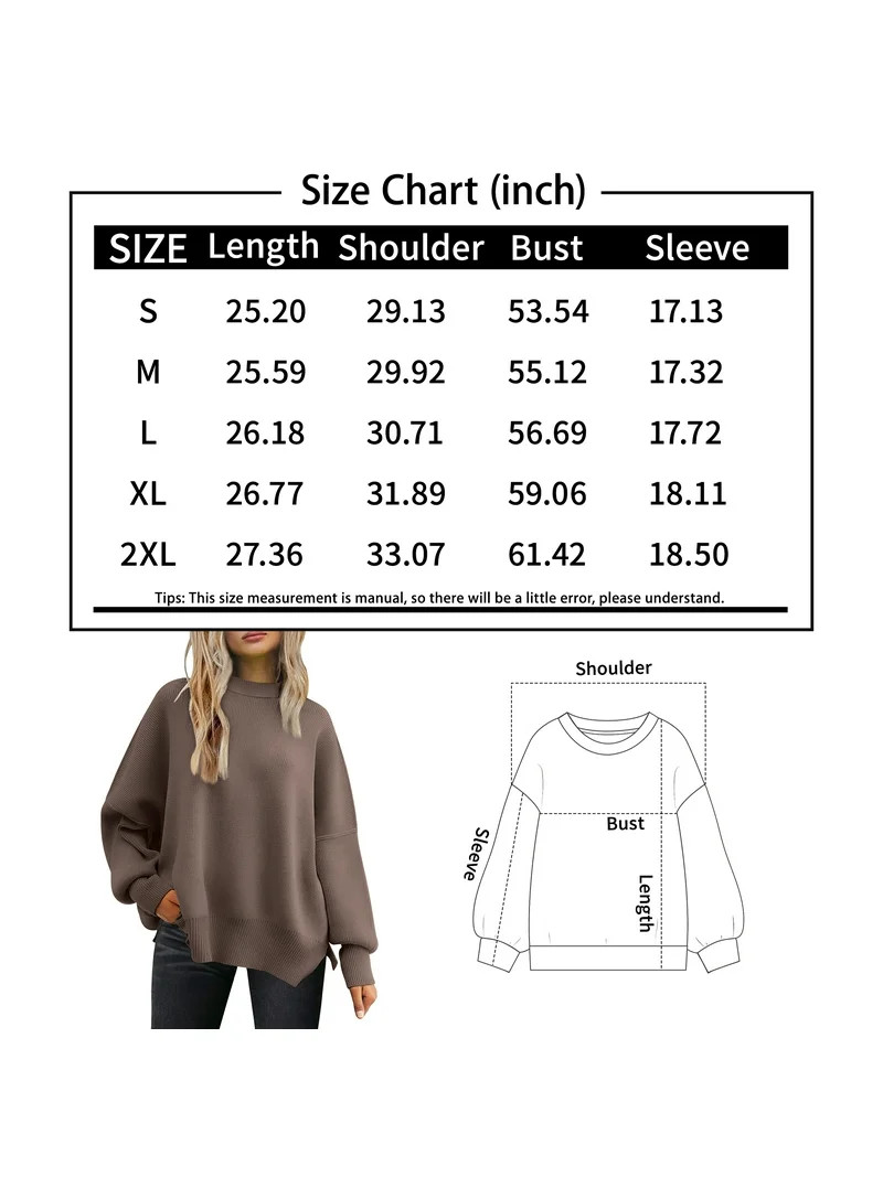 SUNBS Oversized Sweaters for Women Winter Crewneck Pullover - Cozy Knit Long Sleeve Top Casual Lo... | Walmart (US)