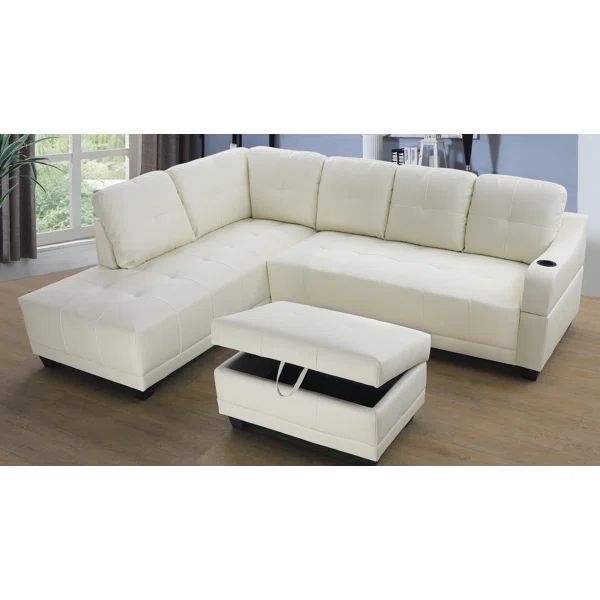 Turnham 96" Wide Faux Leather Sofa & Chaise with Ottoman | Wayfair North America