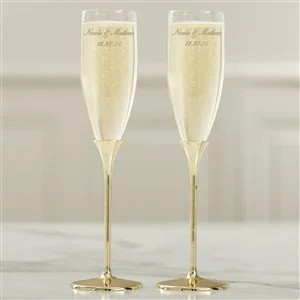 Classic Personalized Gold Wedding Flute Set | Things Remembered