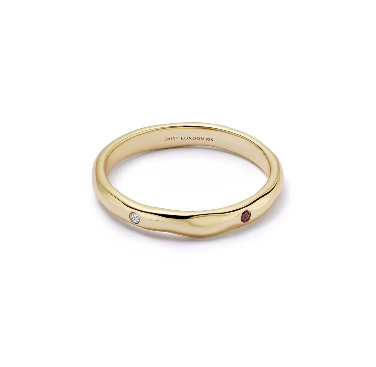 Estée Lalonde Garnet & Sapphire Band Ring 18ct Gold Plate | Daisy London Jewellery