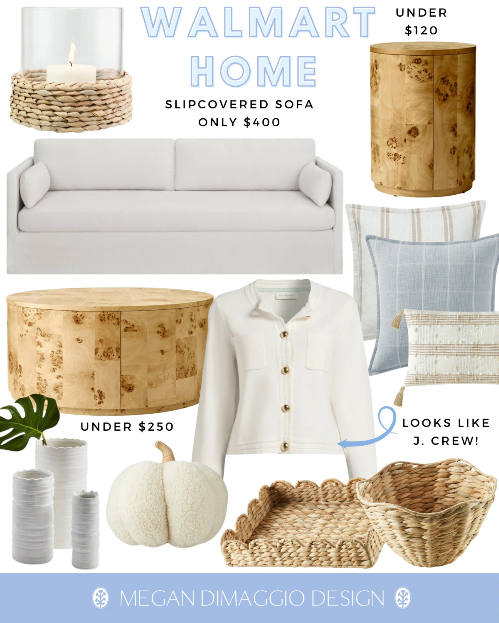 Brand new Walmart finds!! Loovve these new burl wood coffee table and matching side table! And I can’t believe their prices!! 😮

Also love this new affordable woven scalloped tray and bowl! 😍 And some pretty new throw pillows that are great for Fall, including this new Pottery Barn pumpkin dupe pillow! 🍂🎃 Even more linked! 🤍

#LTKSaleAlert #LTKHome #LTKFindsUnder50