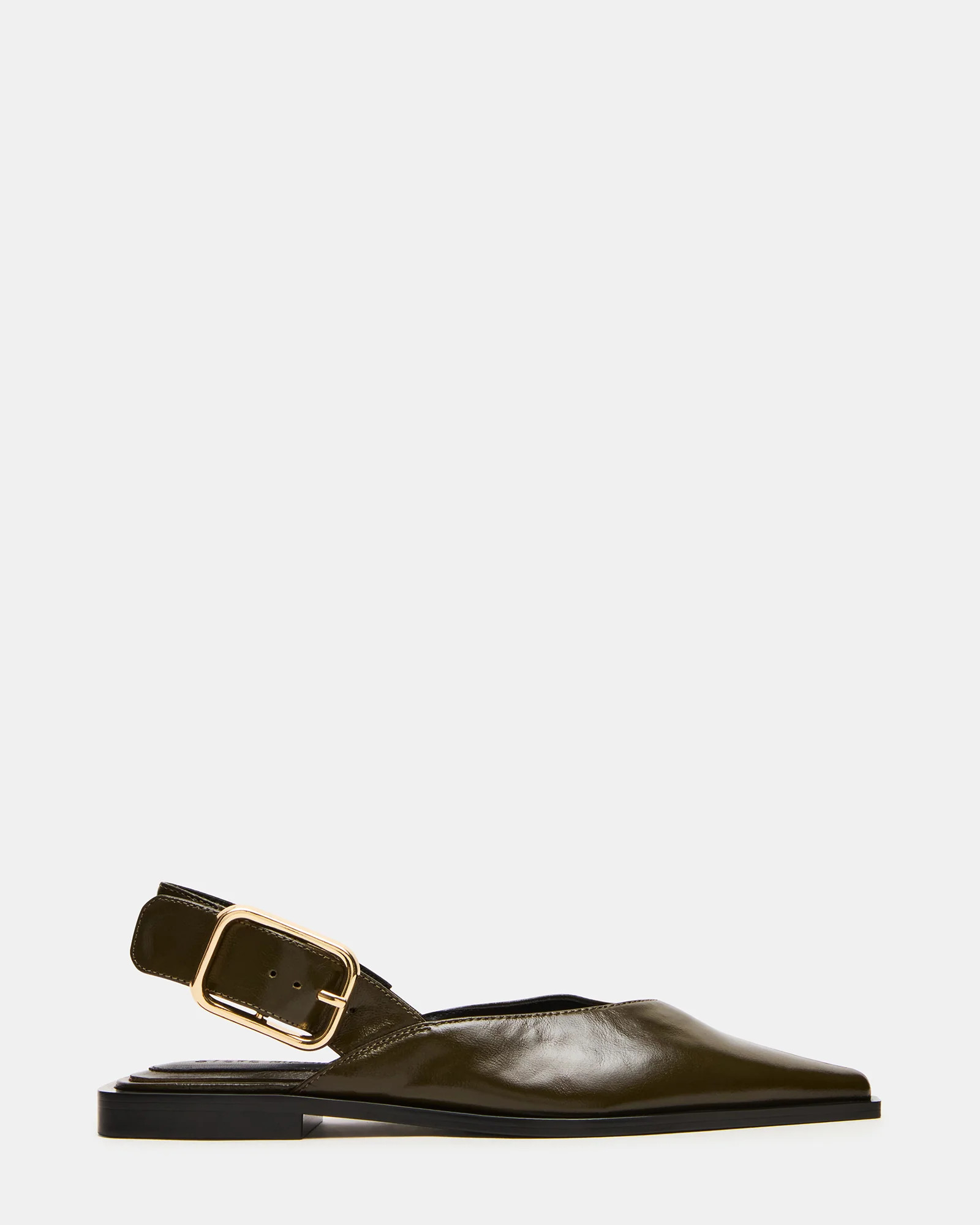 SHAY Olive Leather Pointed-Toe Slingback Ballet Women's Flat | Steve Madden (US)