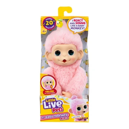 Little Live Pets Baby Monkey Minis – Luna Lemon. Interactive Pet Toy. 20+ Sounds & Reactions. Soft Pink Fur. 7.4" Tall. Collect All 3. Ages 4+ | Walmart (US)