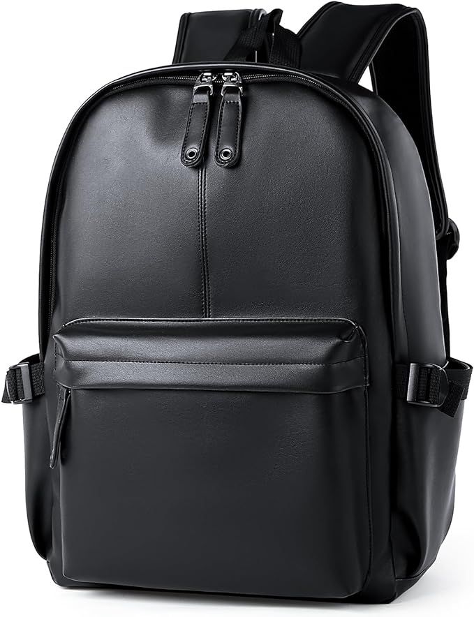 MATE ELAN Black PU Leather Laptop Backpack Fits 15.6 Inch Laptop, Water-resistant Large Capacity ... | Amazon (US)