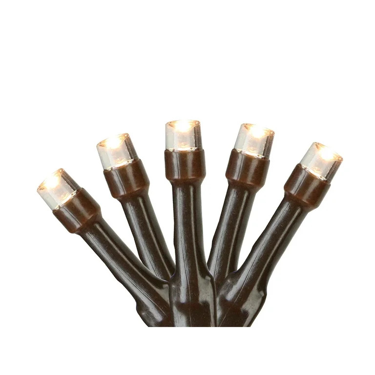 Northlight Battery Operated LED Wide Angle Christmas Lights - Warm White - 9.5' Brown Wire - 20ct | Walmart (US)