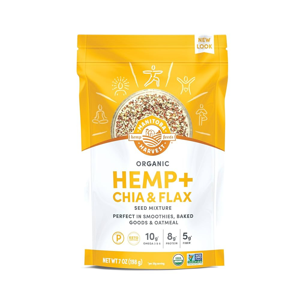Manitoba Harvest Organic Hemp and Chia and Flax, 7 oz, 8g Plant Based Protein, 5g of Fiber per Se... | Amazon (US)