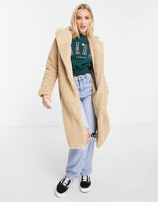 New Look borg coat in camel | ASOS (Global)