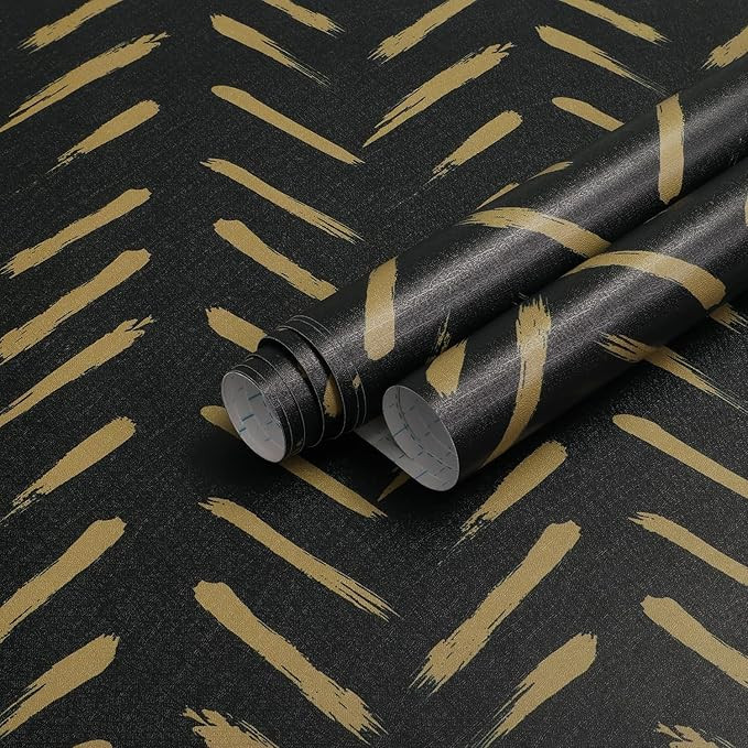 Wallpaper 16.1In X 196In Modern Black and Gold Geometric Wallpaper Geometric Wallpaper Stripe Con... | Amazon (US)