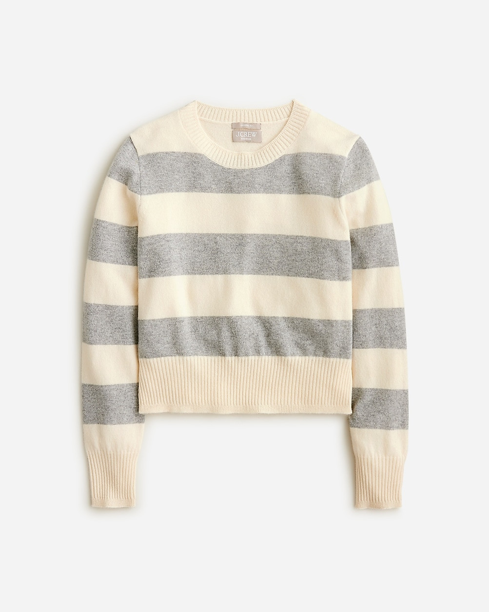 Cashmere shrunken crewneck sweater in rugby stripe | J. Crew US