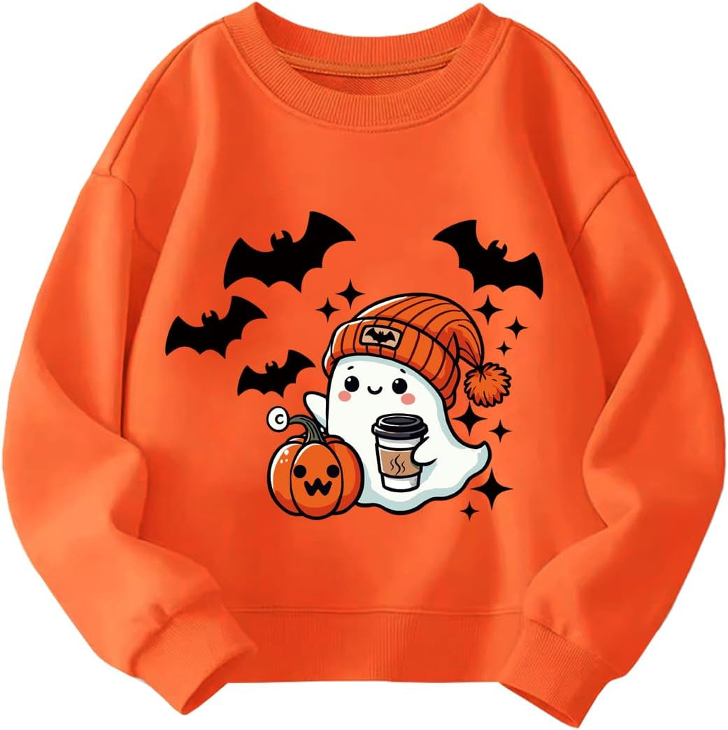 Kids Halloween Sweatshirt Girls Boys Skeleton Pumpkin Ghost Toddler Shirt Crewneck Long Sleeve Graphic Tops for 2-7T | Amazon (US)