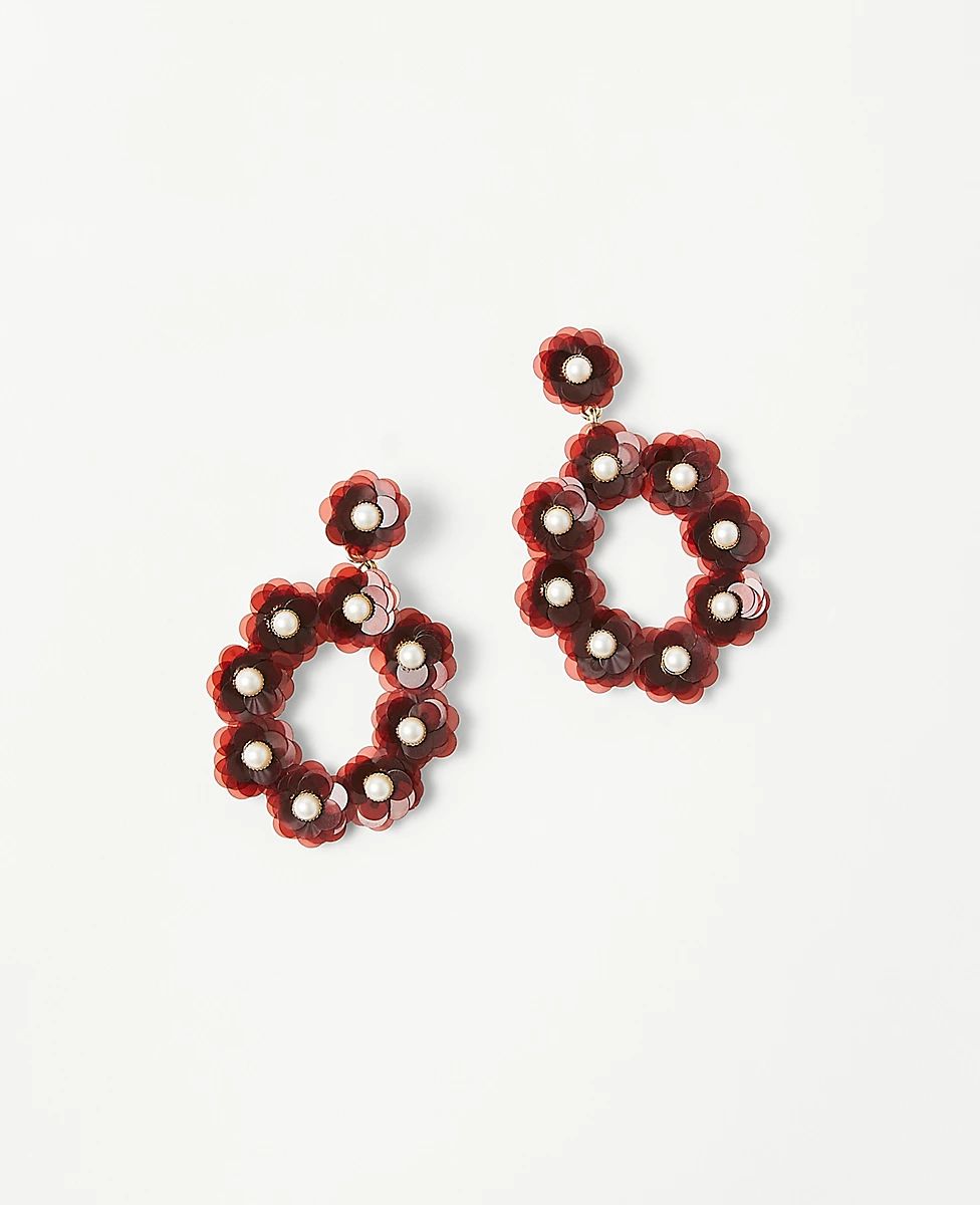 Pearlized Floral Statement Earrings | Ann Taylor (US)