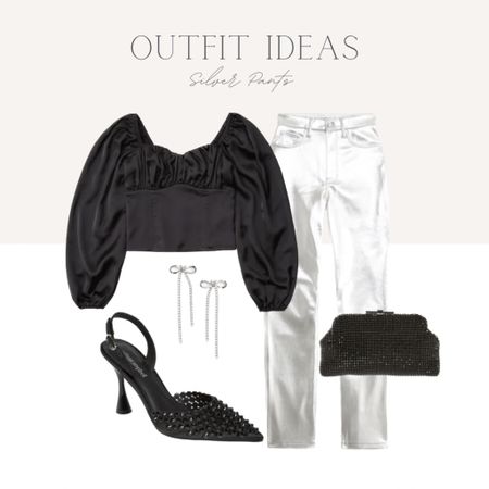Silver pants outfit, fall fashion, black and silver outfit, fall style, silver pants under $100, nye outfit, date night look 

#LTKGiftGuide #LTKstyletip #LTKfindsunder100