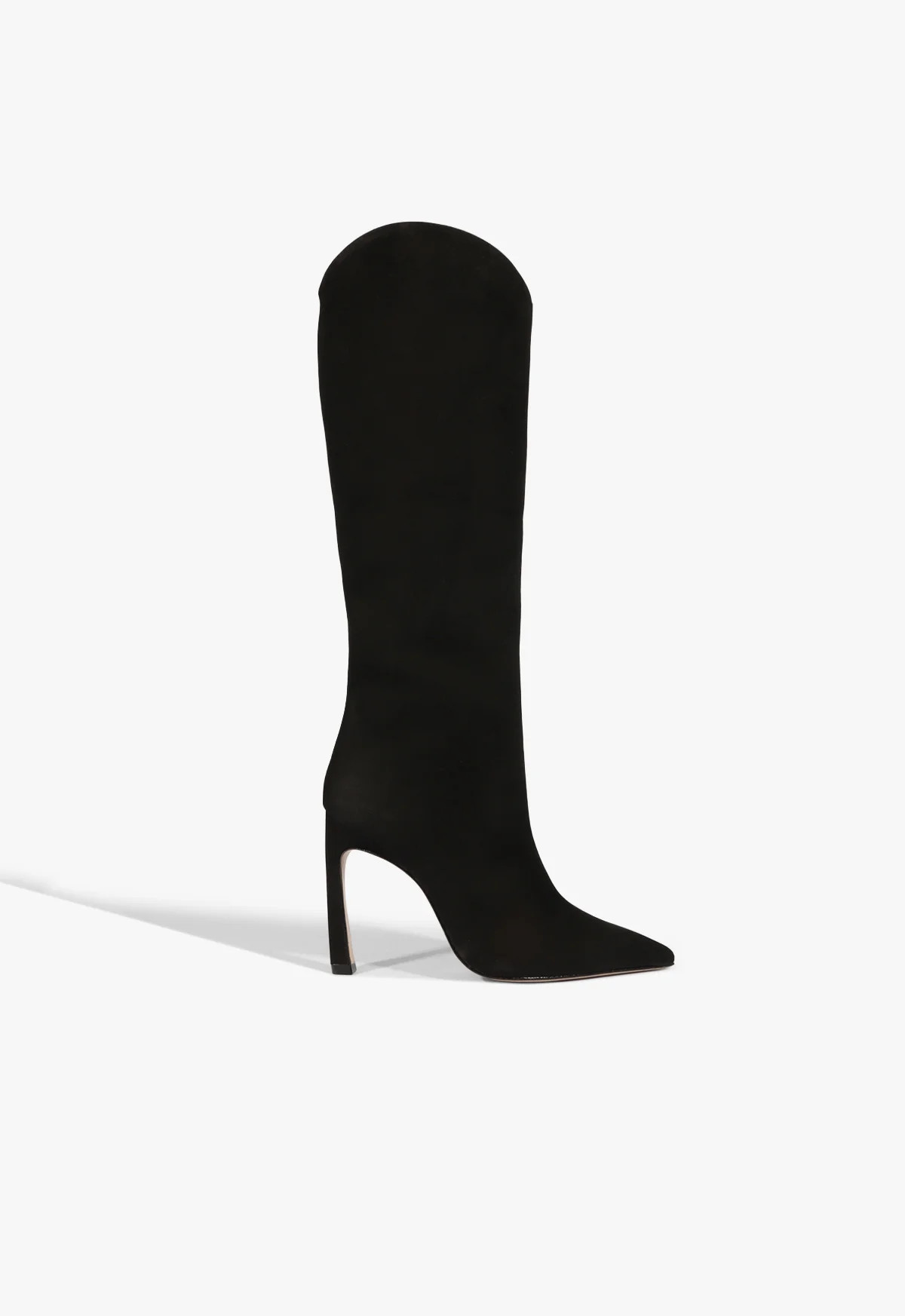 Maryana Pointed Toe Sculptural Knee High Boot | Black | Nubuck | Schutz (US)