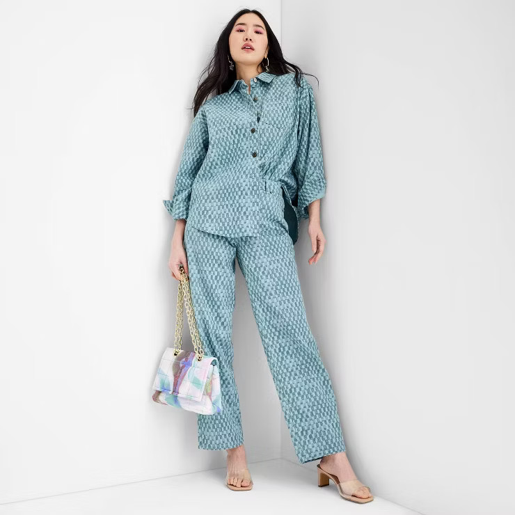 Women's Straight Leg Checkered Denim Pant - Future Collective™ with Gabriella Karefa-Johnson Li... | Target