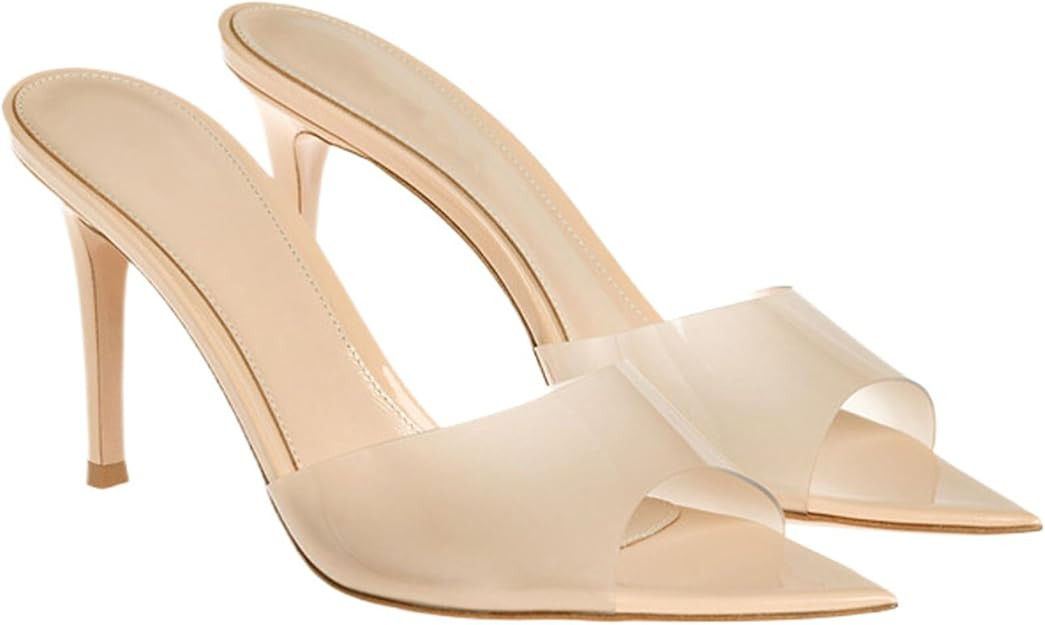Women's Clear Pointed Toe Slingback Stilettos Heel Sandals Fashion Sexy Comfortable Summer Open T... | Amazon (US)