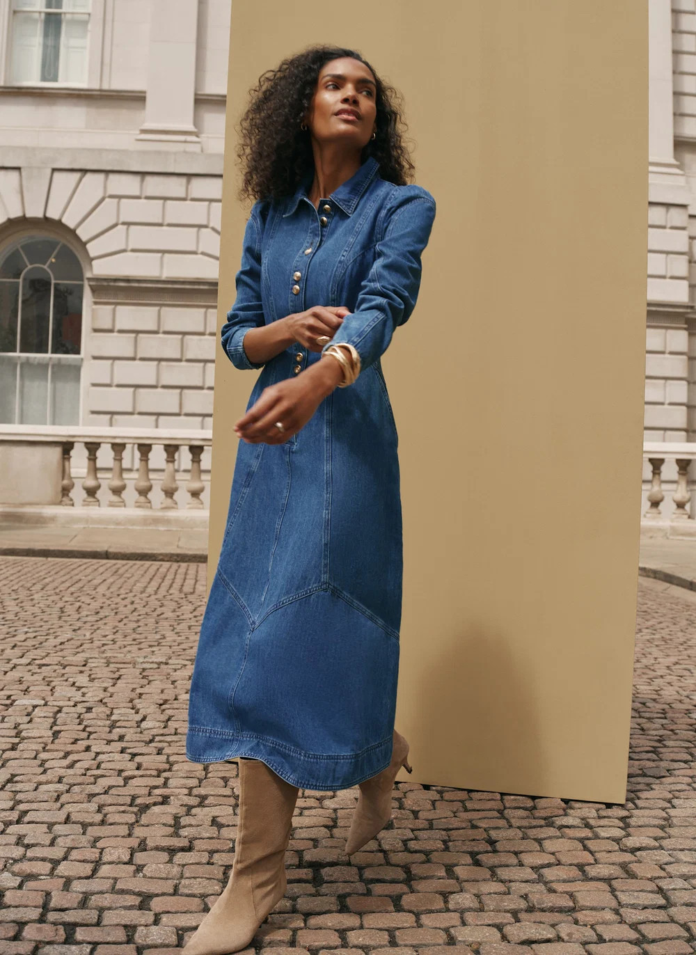 Mid Indigo Denim Midi Shirt Dress | Mint Velvet