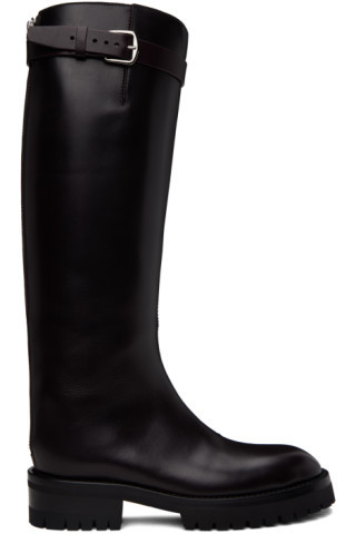 Burgundy Nes Riding Boots | SSENSE