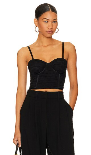 Damia Ruched Bustier in Black | Revolve Clothing (Global)