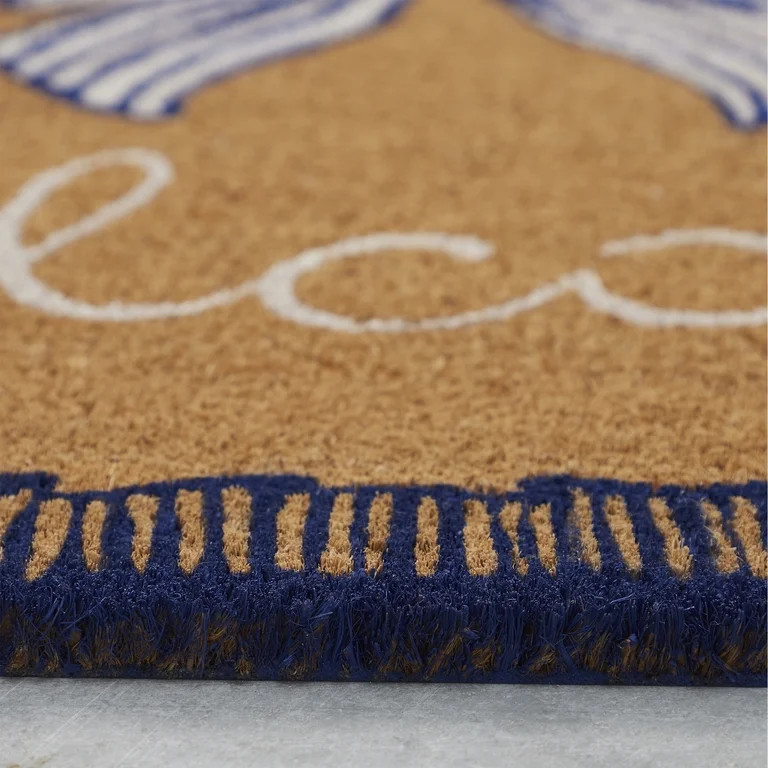 Bow Welcome Coir Outdoor Doormat, Blue and White, 30" x 18", by My Texas House | Walmart (US)