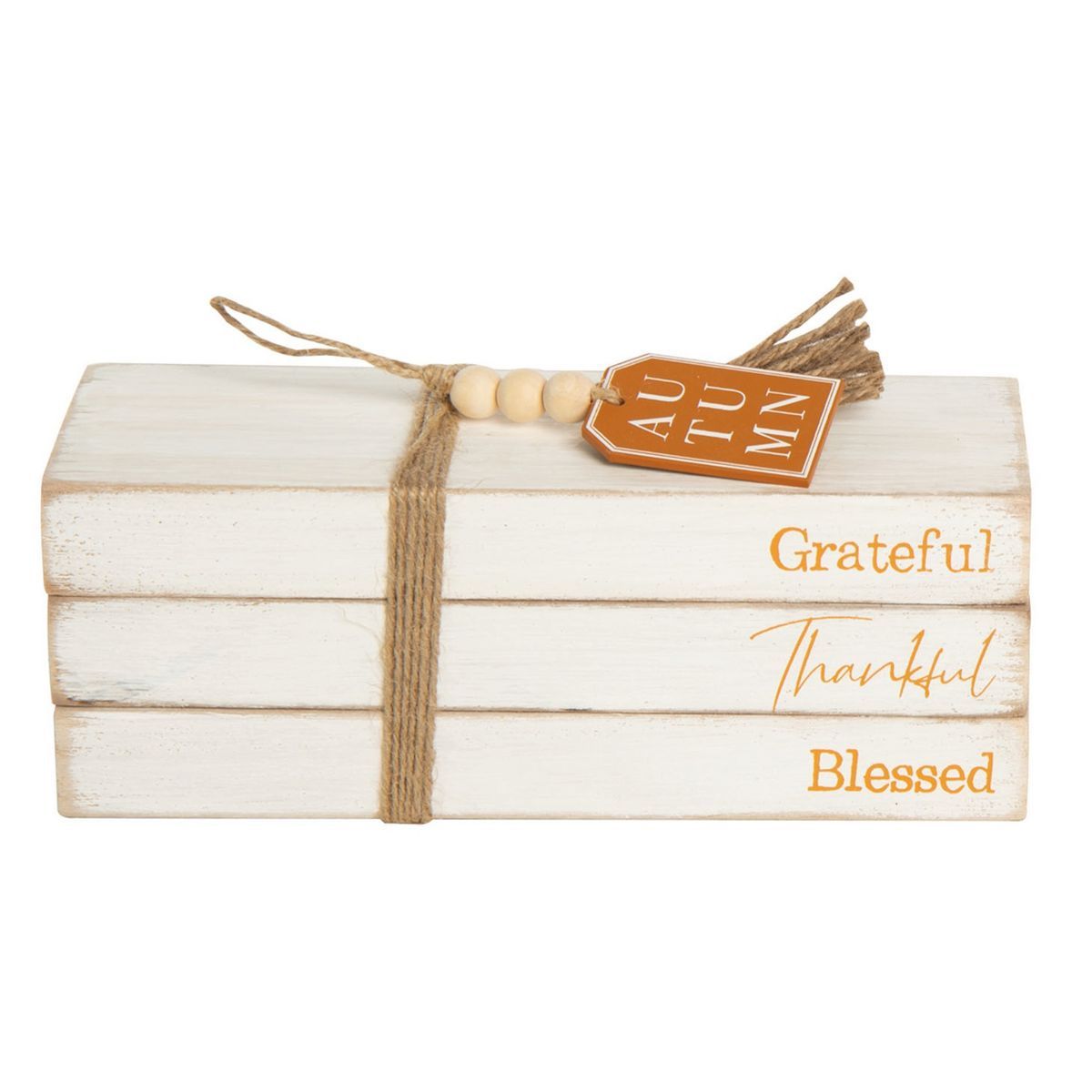 Transpac Wood 9.5 in. White Harvest Fall Book Stack | Target