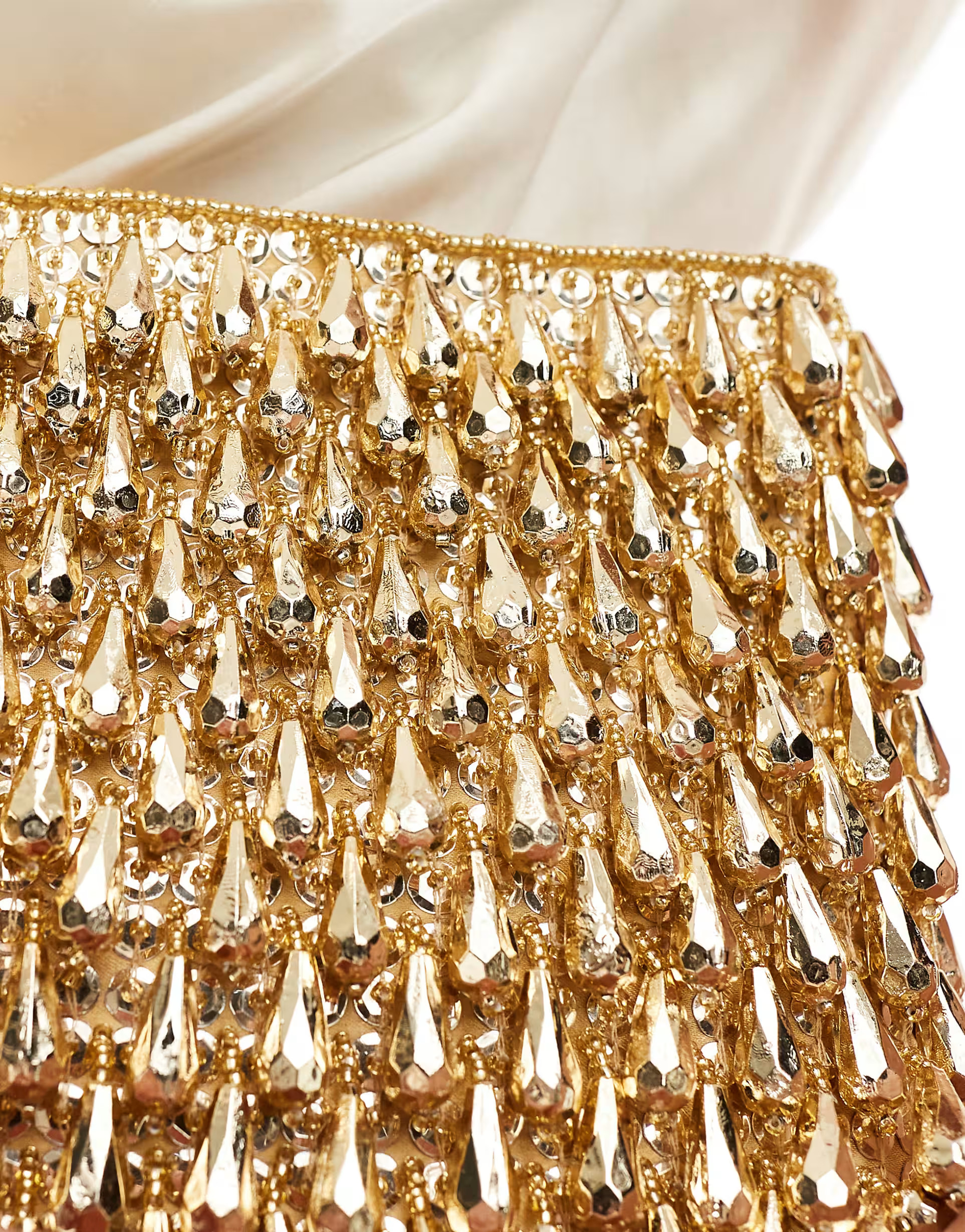 ASOS DESIGN all over beaded zip top clutch bag in gold | ASOS (Global)