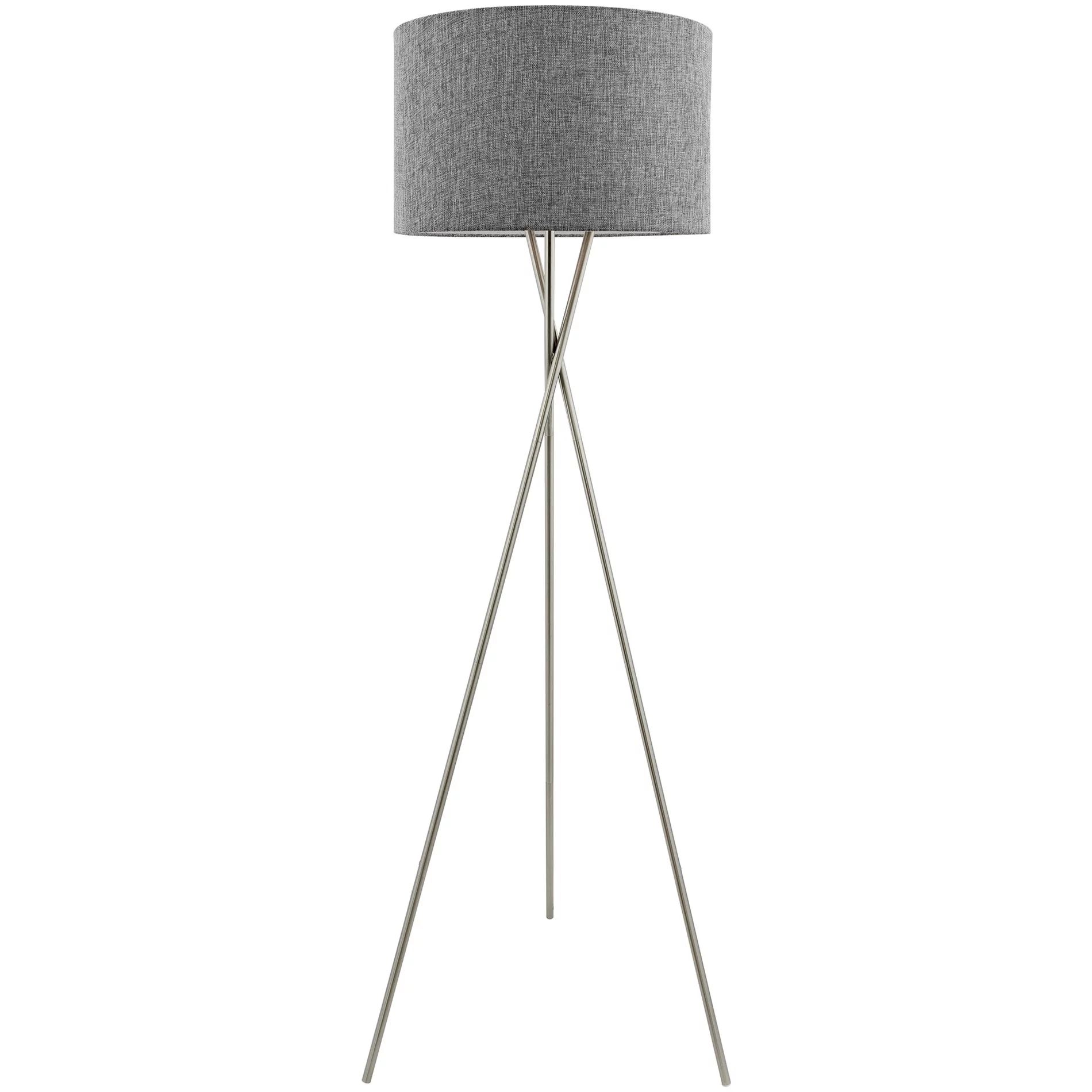 STANDOUT, MODERN DESIGN: Brushed nickel standing tripod floor lamp with on/off foot switch provid... | Walmart (US)