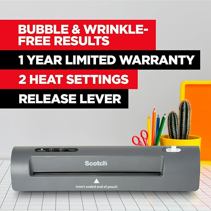 Scotch TL901X Thermal Laminator, 1 Laminating Machine, Gray, Laminate Recipe Cards, Photos and Do... | Amazon (US)